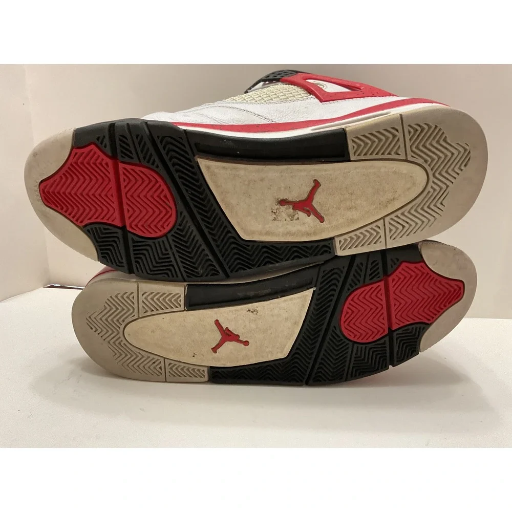 Air Jordan 4 Retro Red Cement White Fire Red Black DH6927-161 Mens 11.5 No Laces